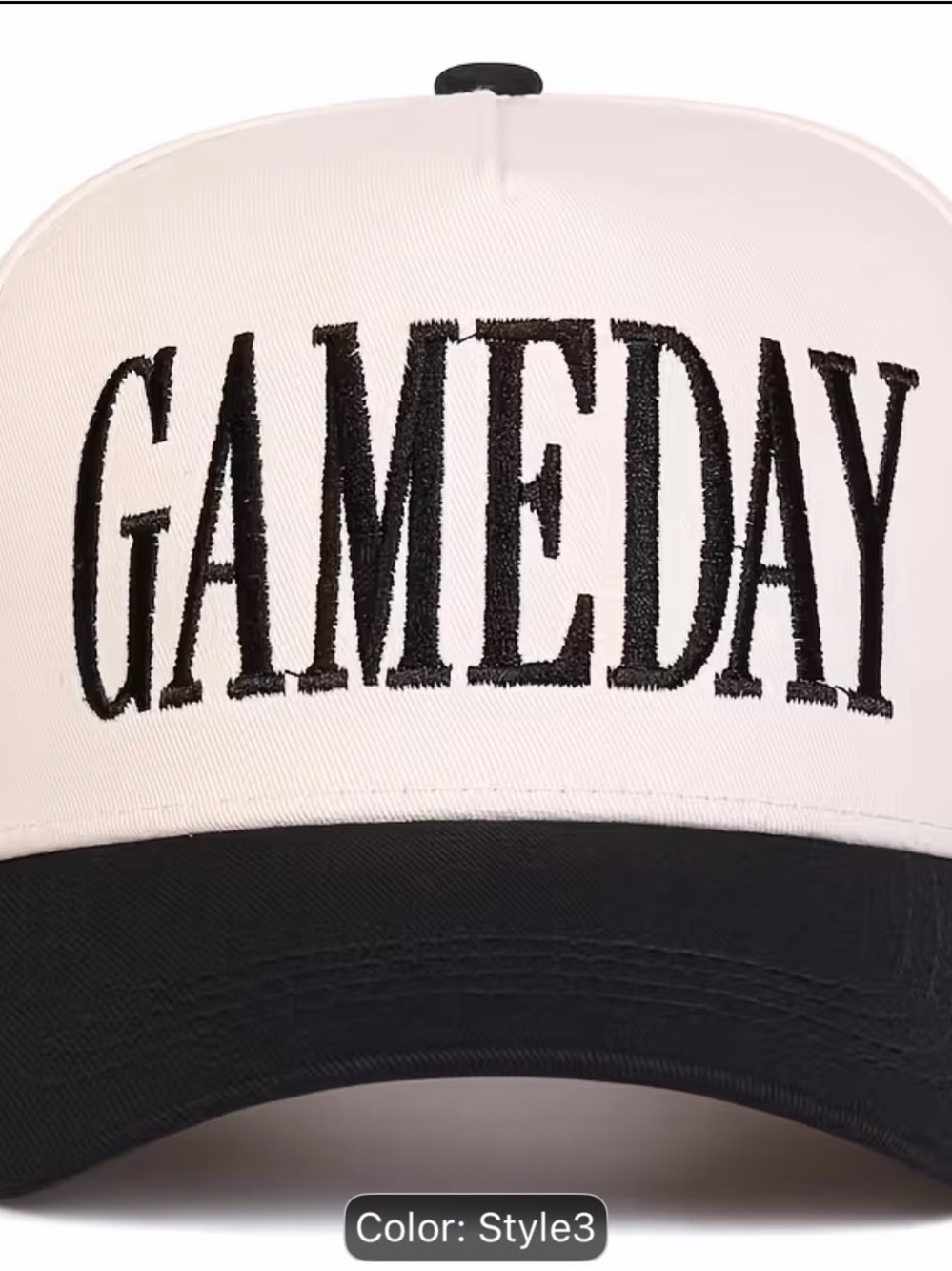 GAMEDAY Embroidered Trucker Hat - Black & Cream